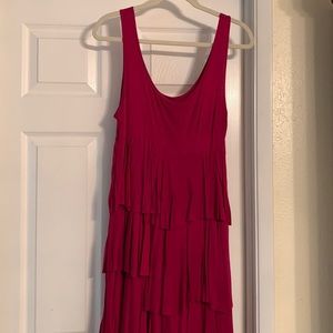 Pink maxi ruffle dress, only worn once, looks brand new!